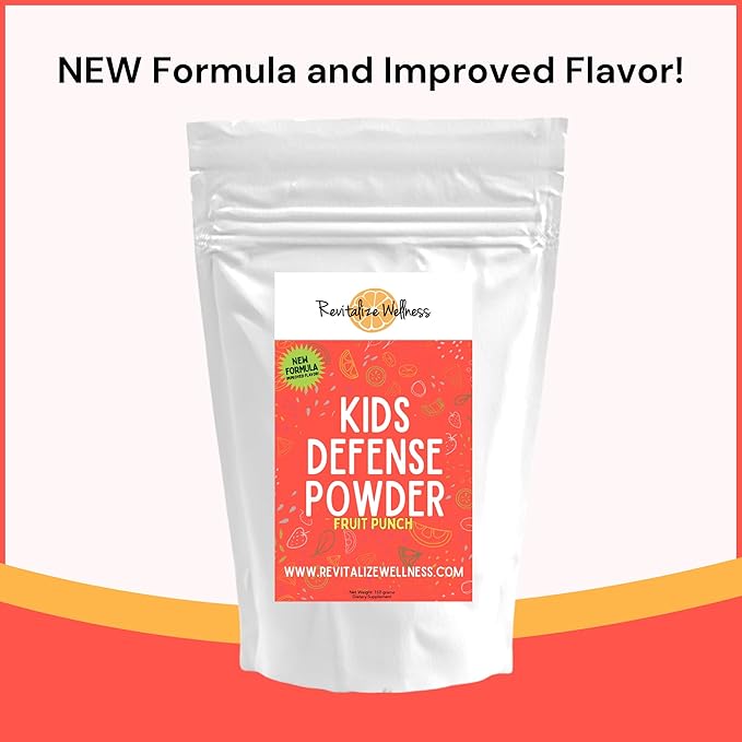 Kids Defense Powder | New Formula, Improved Flavor | Orthomolecular Dose of 1000 mg Vitamin C and 250 mg B3 | Pure, Corn Free, & GMO-Free | Fruit Punch Flavor | 120 Servings