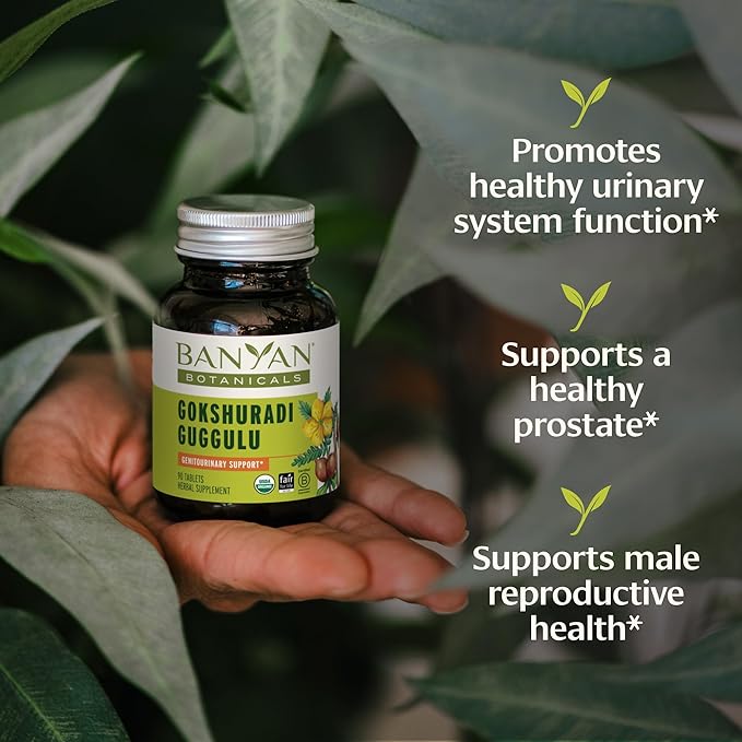 Banyan Botanicals Gokshuradi Guggulu Tablets – Organic Ayurvedic Supplement with Guggulu Resin & Gokshura – Support Urinary Tract Health* – 90 Tablets – Non-GMO Sustainably Sourced Vegan Fair for Life