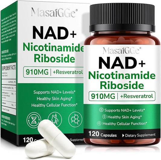 NAD Supplement, NAD Nicotinamide Riboside with Premium Nicotinamide Riboside & Resveratrol, NMNH Supplement Alternative, Health Supplements for Anti-Aging, Energy, Focus - 60 Days Supply