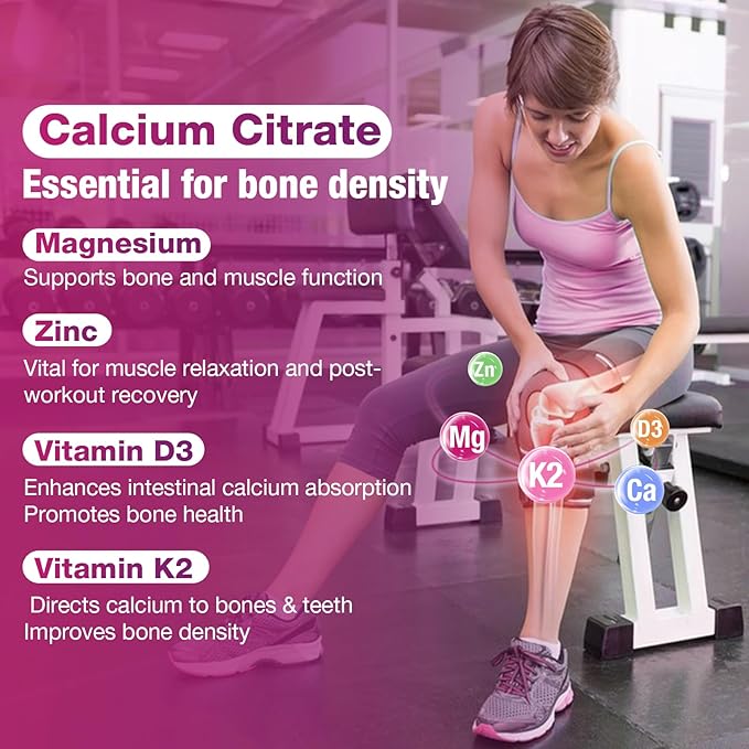 Calcium Citrate Gummies - 1000mg per Serving - Supports Bone & Teeth Health with Vitamin D3 & K2 - Delicious Peach Flavor - Non-GMO, Gluten-Free - 60 Gummies