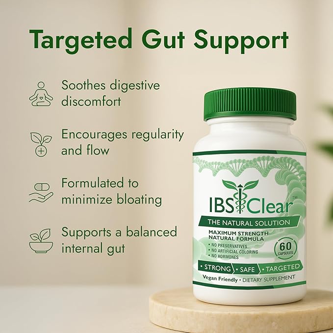 IBS Support - Vitamin D, Psyllium Husk, Fennel - 180 Capsules - 3 Month Supply