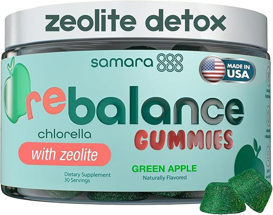 Zeolite Detox for Kids & Adults, Heavy Metal Zeolite & Chlorella Detox Gummies, Alternative to Activated Charcoal, Gentle Daily Toxin Cleanse for Kids & Adults, 30 Green Apple Vegan Gummies