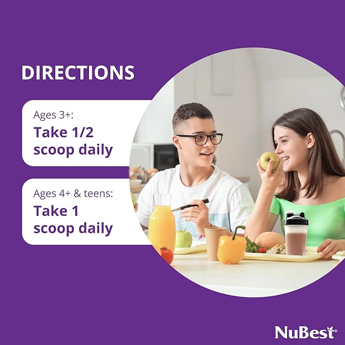 NuBest Tall Protein Powder for Kids & Teens - Whey Protein Powder - Chocolate Protein Powder Shake with Probiotics, Omega 3-6-9, Vitamin D3 + K2, Calcium, Vitamin - 15 Servings | 2 Week Supply