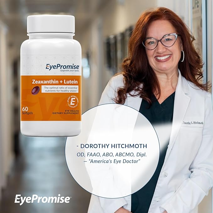 EyePromise Zeaxanthin + Lutein Eye Vitamin - 60 Softgels Capsules Made with Natural Ingredients for Diets Including Gluten Free and Vegetarian - Protect & Enhance Your Eye Health Completely