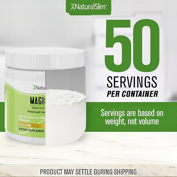 NaturalSlim Magicmag Pure Magnesium Citrate Powder Stress, Constipation, Muscle, Heart Health, and Sleep Support | Honey Chamomile Flavored Magnesium Supplement - 8oz Drink Mix (3 Pack)