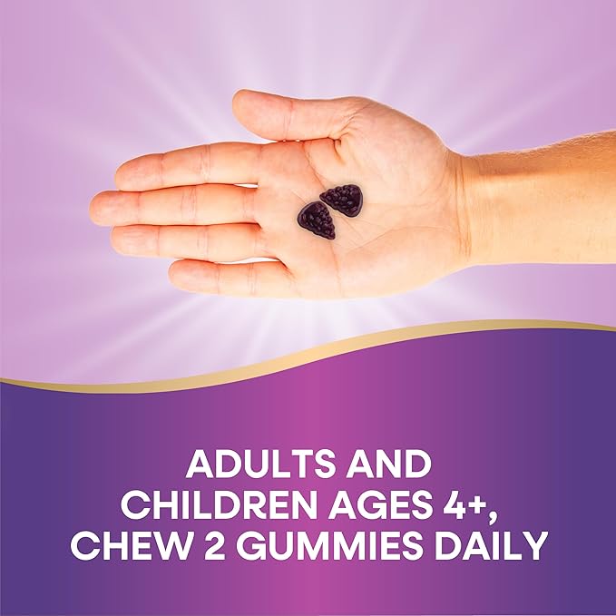 Nature's Way Sambucus Zero Sugar Immune Gummies, Daily Immune Support*, Black Elderberry Extract, Vitamin C, Vitamin D3, Zinc, Sugar Free, Sugar Alcohol Free, Plant-Based Sweeteners, 70 Gummies