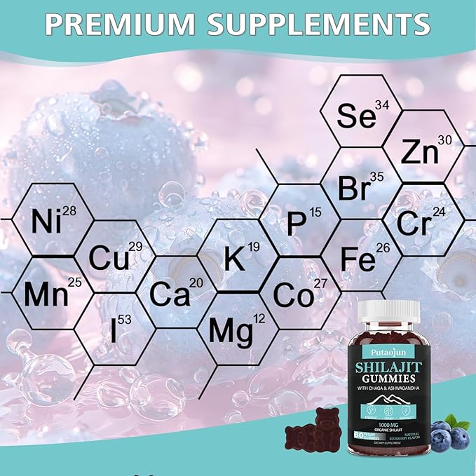 Shilajit for Man,Woman & Kid.Himalayan Gold Shilajit Gummies.1000mg Shilajit,200mg Ashwagandha,200mg Chaga,100mg Ginseng,100mg Saw Palmatto,60mg Black Seed Oil
