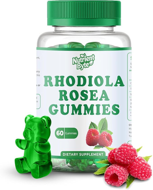 Rhodiola Rosea Gummies 1500mg – Vegan Sugar-Free Adrenal Support Supplement for Stress, Energy, Mood & Focus – Cortisol Balance Adaptogen – Non-GMO Herbal Chews – 60 Count