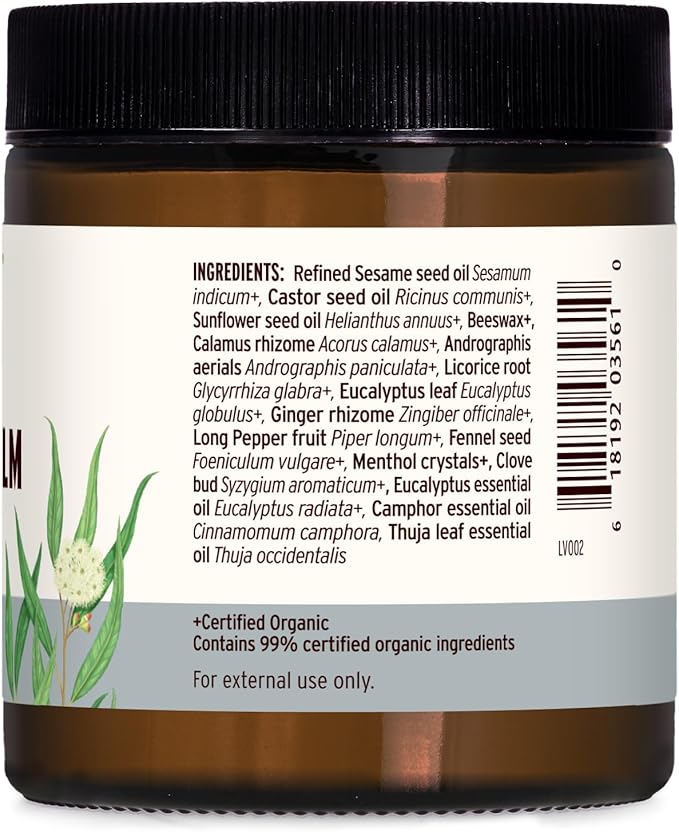 Banyan Botanicals Breathe Free Balm – 99% Organic, Natural Chest Rub with Eucalyptus & Menthol Crystals ­­– for Respiratory Relief & Easy Breathing – 4 oz. – Non GMO Sustainably Sourced Vegetarian