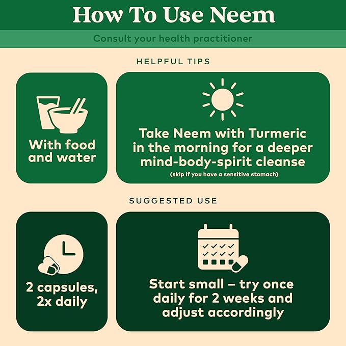 ORGANIC INDIA Neem Leaf Capsules, Herbal Supplement - Supports Skin, Immune, & Liver Health, Detox, Vegan, Gluten-Free, USDA Certified Organic - 180 Capsules