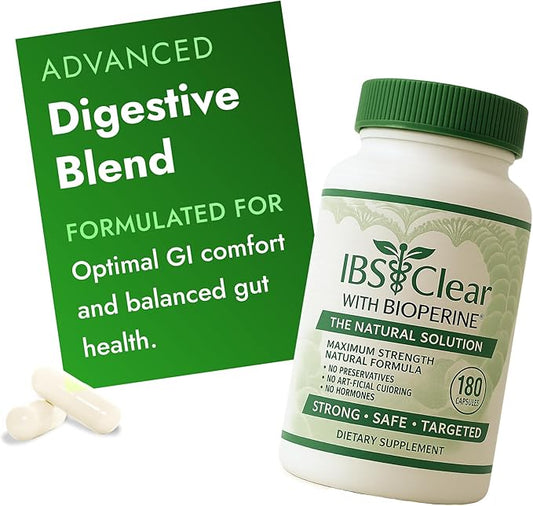 IBS Support - Vitamin D, Psyllium Husk, Fennel - 180 Capsules - 3 Month Supply
