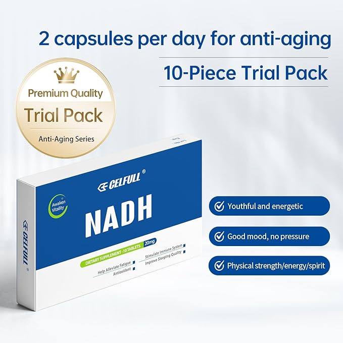 CELFULL NADH Supplement 40mg Enchance NAD+ Supplement for Immune Support Anti-Aging Cell Regeneration Energy & Chronic Fatigue Supplements