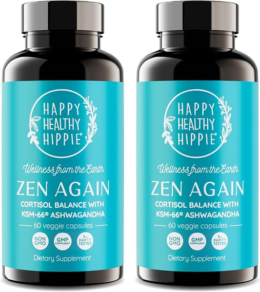 Zen Again Cortisol Manager with Ashwagandha KSM-66 | Cortisol Supplements for Women | 11-in-1 Complex | Natural Stress Support Supplement with L-Theanine, Rhodiola & Magnesium | Vegan, 60 Ct (2Pk)