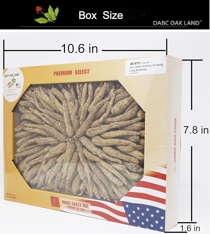 1LB=453gm/Box Hand-Selected American Wisconsin Farmed Ginseng Root | Long Branch 美国长枝西洋参 花旗参 礼盒装 |Cultivated American Wisconsin Ginseng W1 111#M Box