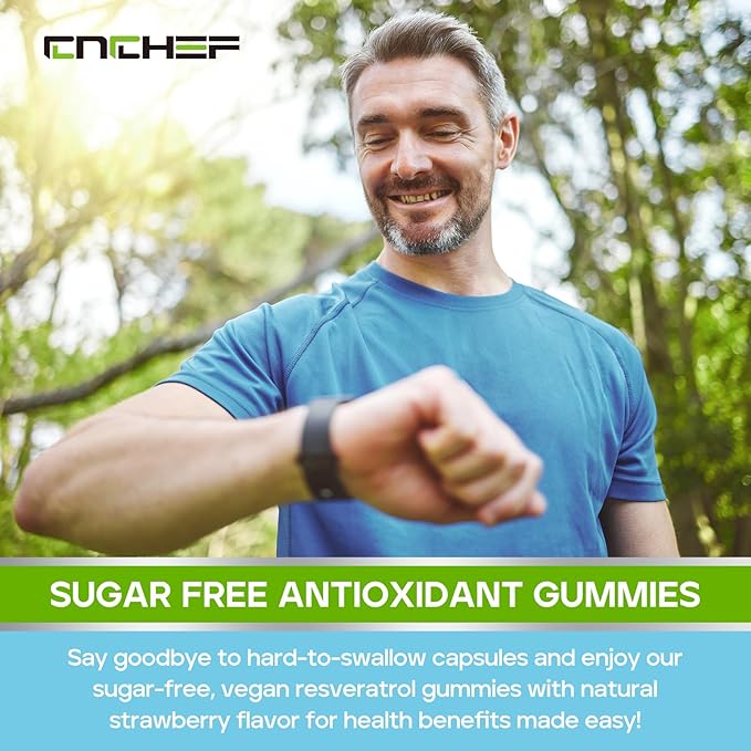 Trans-Resveratrol Gummies 1500mg - Resveratrol Supplement Gummies with Quercetin, Magnesium Glycinate, CoQ10 & Vitamin C for Antioxidant, Immune, Brain, Joint & Energy - Sugar-Free Strawberry Flavor