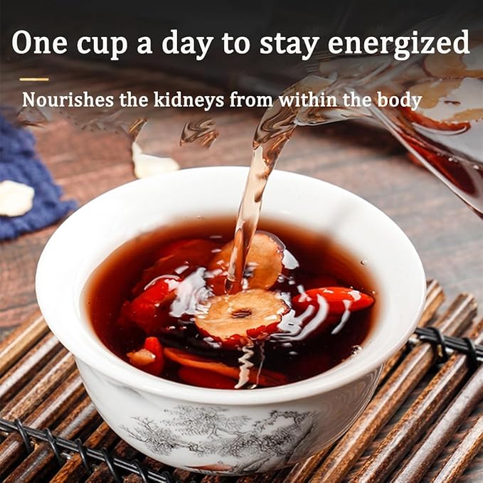 Kidney Tea -Ginseng Six Treasure Tea Kidney Cleanse Detox for Men & Women, Ginseng & Mulberry Herbal Tea Bags for Wellness, Detox & Vitality,1Pack/25 Bags（10g/bag）