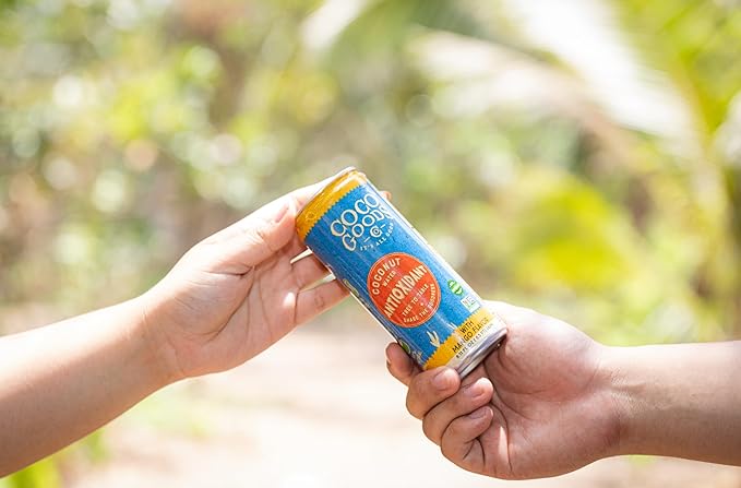 CocoGoodsCo Antioxidant Drink with Coconut Water, Mango – 35mg Natural Caffeine, 0g Sugar, Naturally Sweetened, 10 Calories, with Green Coffee & Vitamin E – 8.11 fl oz Cans (12 Pack)