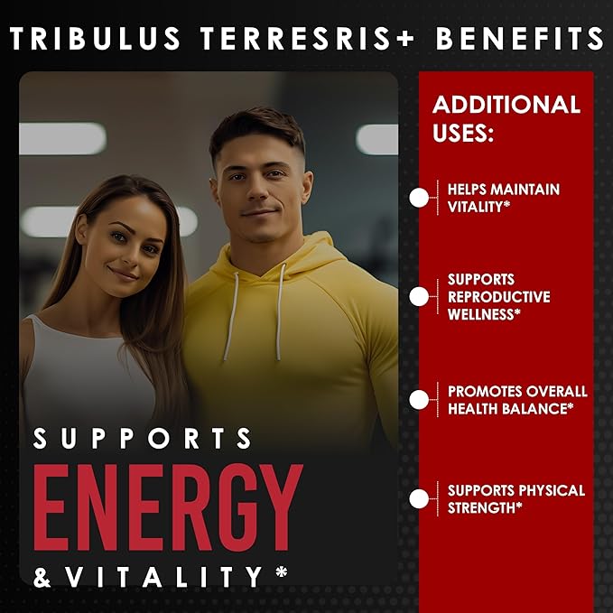 Amalth Tribulus Terrsestris, 20:1 Extract Per Serving, Highest Potency with Ashwagandha, Saw Palmetto, Panax Ginseng Shilajit Maca 120 Capsules