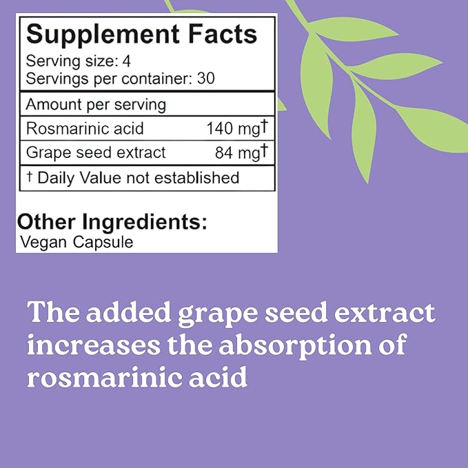 LifeLink Rosmarinic Acid Complex | 120 Capsules | Vegan, Non-GMO, Gluten Free | Antioxidant, Anti-Aging | Made in The USA