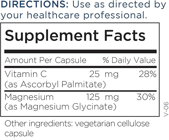 Metabolic Maintenance Magnesium Glycinate - Pure Magnesium Glycinate Powder Capsules with Vitamin C, Chelated Mag for Sleep Health and Calm, 125 mg Mag Bisglycinate - 180 Capsules