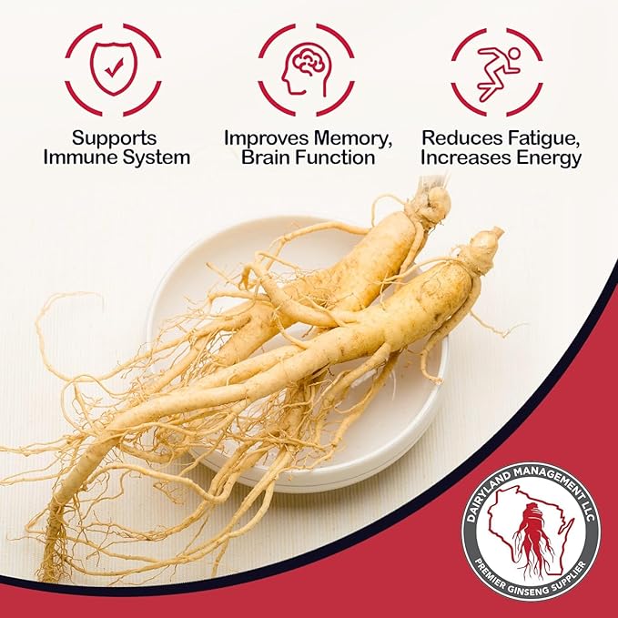 Dairyland American Ginseng Slices - 16 oz Pack Wisconsin Ginseng Slices – Certified Something Special from Wisconsin - Non-GMO, Gluten Free Sliced Root - Herbal Supplement in Soup, Tea, Congee