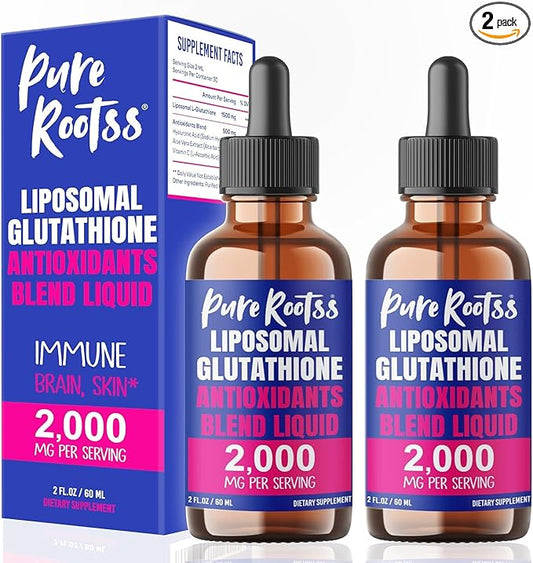 Liposomal Glutathione Liquid Supplement (Pack of 2), 98% Absorption, with Vitamin C, L- Glutathione, 2 Fl Oz per Bottle