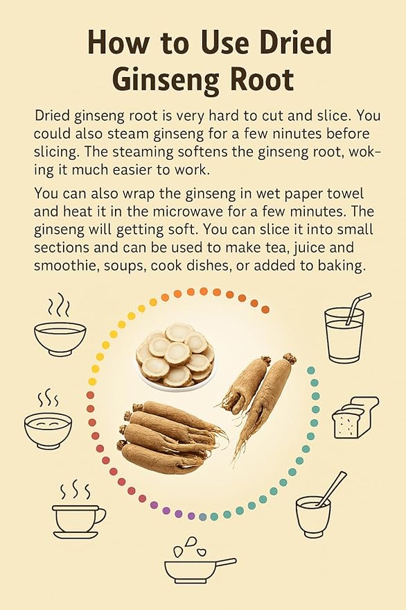 ENG American Ginseng Slices - Large Panax Ginseng Slices,4oz/Box Fresh Wisconsin Long Slice for Tea & Soup - Organic Ginseng for Men & Woman to Boost Immunity & Energy,花旗参/西洋参 (4 Ounce (Pack of 1))