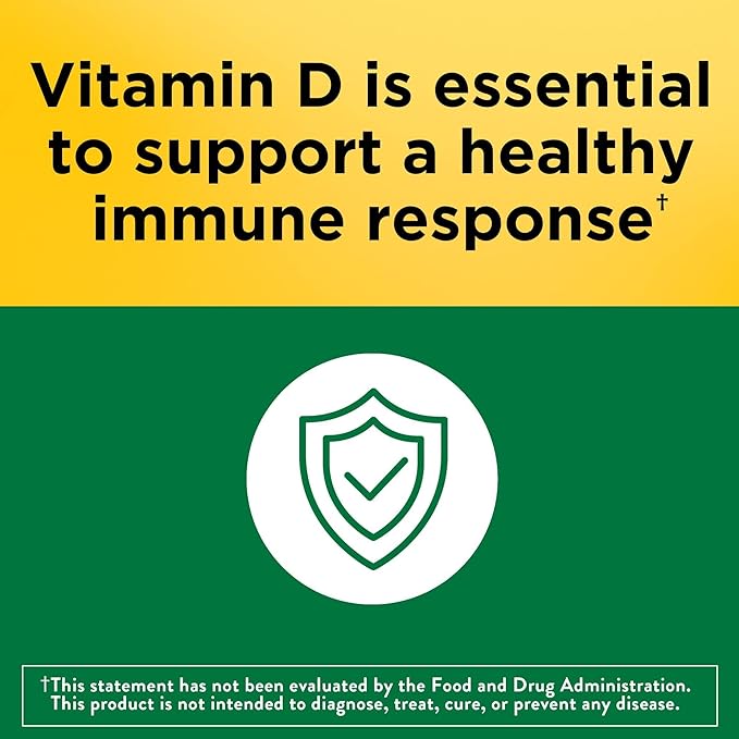 Nature Made Vitamin D3 1000 IU (25 mcg), Vitamin D Supplement for Bone, Teeth, Muscle and Immune Health Support, 100 Softgels, 100 Day Supply