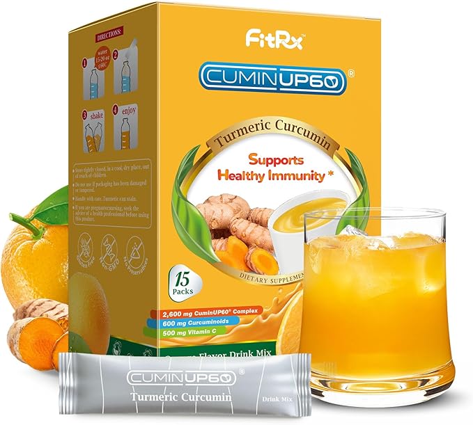 Turmeric Curcumin Drink Powder, Turmeric Shots with Vitamin C for Immunity, Orange Flavor Instant Drink Mix Packets, High Absorption Curcumin Complex, Immune & Recovery, Joint Support Supplement