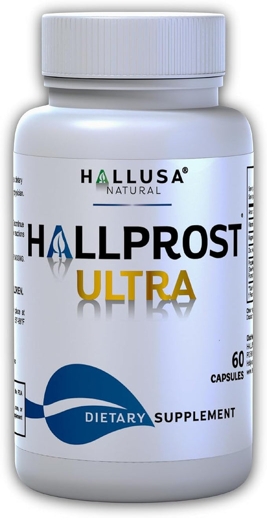 HALLPROST Ultra Prostate Health Supplement for Men, Frequent Urination, Saw Palmetto, Lycopene & Pygeum Blend + Zinc, Vitamin E & Magnesium, Urinary Tract Function, 60 Capsules