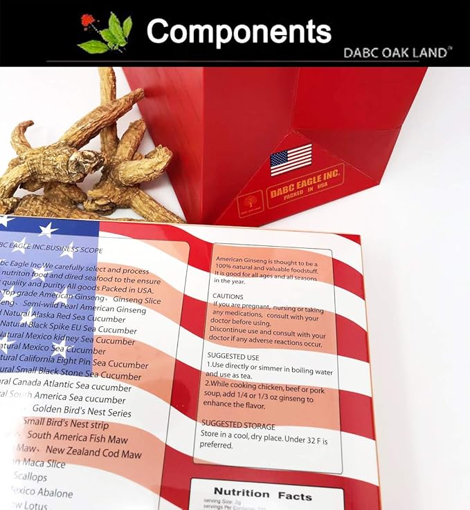 1LB HAmerican Wisconsin Farmed Ginseng Root and-Selected Medium&Large 美国威斯康辛州 长枝西洋参 花旗参 | Cultivated Wisconsin American Ginseng (Large 16oz/Box)