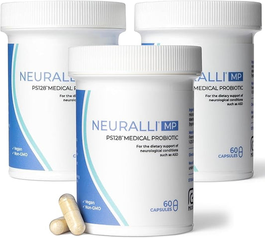 Bened Life Neuralli MP, Medical Food with PS128 for People with ASD and PD (90-Day Supply) - 3 Bottles (180 Capsules)