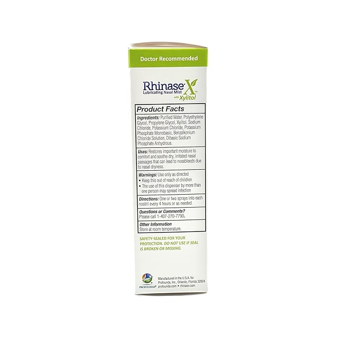 Rhinase X Lubricating Nasal Mist Spray with Xylitol | Long Lasting Symptom Relief from Nasal Dryness | Less Sneezing, Itchiness, Nasal drip and Congestion