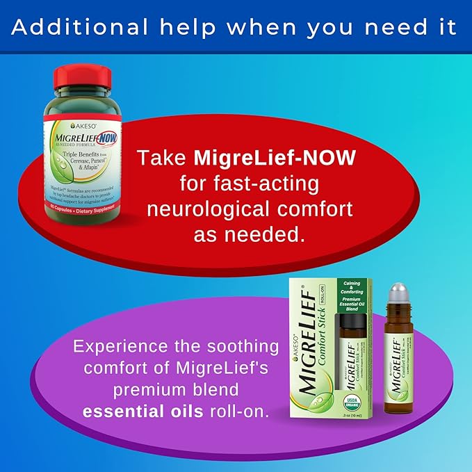 MigreLief Comfort Stick, Migraine and Headache Essential Oil Roll-On - Peppermint Lavender - 10ml