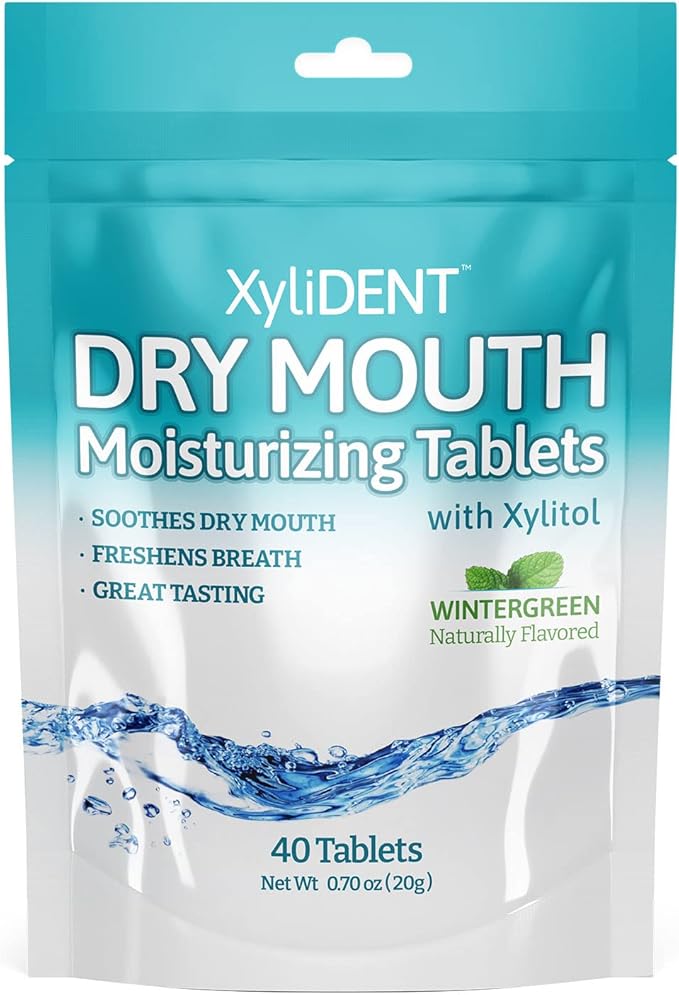 Nature's Stance XyliDENT Xylitol Tablets for Dry Mouth Relief - Stimulates Saliva, Freshens Breath, Reduces Acid Production, Fast Acting Relief, 40 Count (Wintergreen)