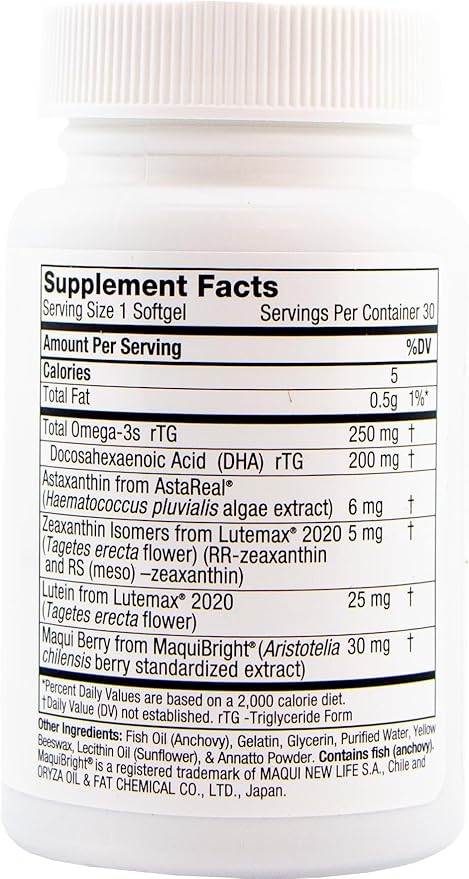 ON3010 Dietary Supplement for Eye Health with Maqui Berry, Astaxanthin, Zeaxanthin, Lutein & DHA | 30 Softgels | Non-GMO, Gluten-Free, Dairy-Free
