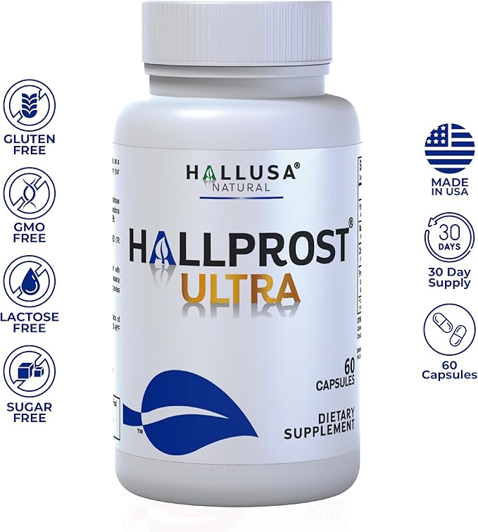 HALLPROST Ultra Prostate Health Supplement for Men, Frequent Urination, Saw Palmetto, Lycopene & Pygeum Blend + Zinc, Vitamin E & Magnesium, Urinary Tract Function, 60 Capsules