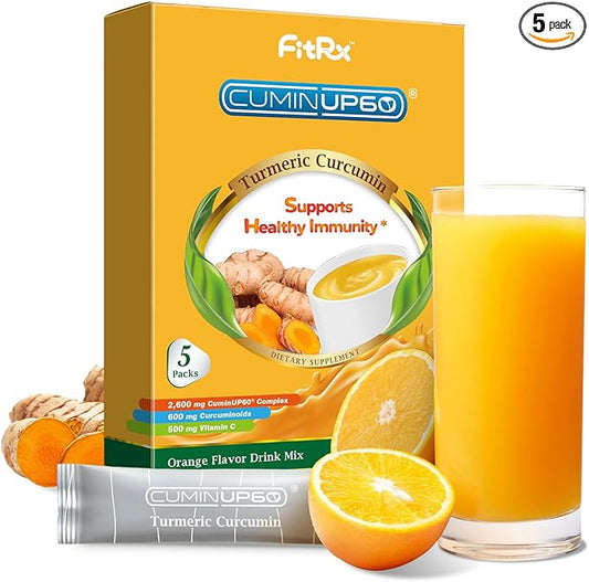 Turmeric Curcumin Drink Powder, Turmeric Shots with Vitamin C for Immunity, Orange Flavor Instant Drink Mix Packets, High Absorption Curcumin Complex, Immune & Recovery, Joint Support Supplement