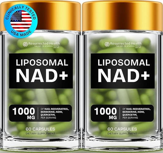 Liposomal NAD Supplements for Women Resveratrol NAD + Supplement w/Berberine, Quercetin, Noni | Boosts NAD Anti-Aging, Brain Support, Gut Heath - 60 Capsules 2 Packs