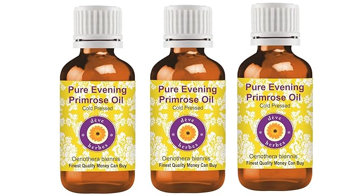 Deve Herbes Pure Evening Primrose Oil (Oenothera biennis) Cold Pressed (Pack of Three) 100ml X 3 (10 oz)