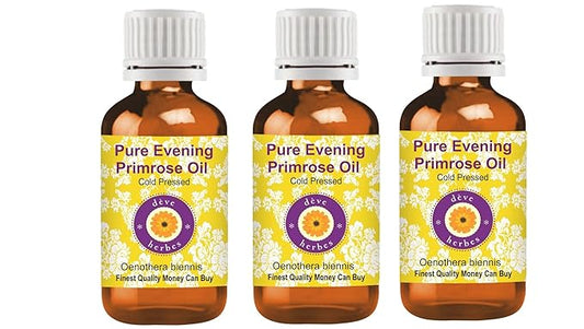 Deve Herbes Pure Evening Primrose Oil (Oenothera biennis) Cold Pressed (Pack of Three) 100ml X 3 (10 oz)