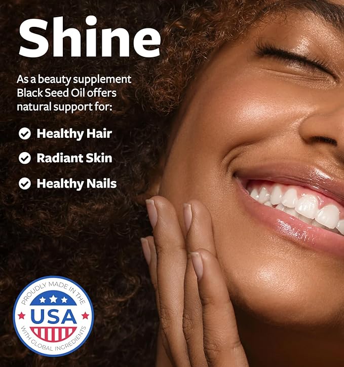 Black Seed Oil - 180 Softgel Capsules (Non-GMO & Vegan) Premium Cold-Pressed Nigella Sativa Producing Pure Black Cumin Seed Oil with Vitamin E - 500mg Each, 1000mg Per 2 Capsule Serving