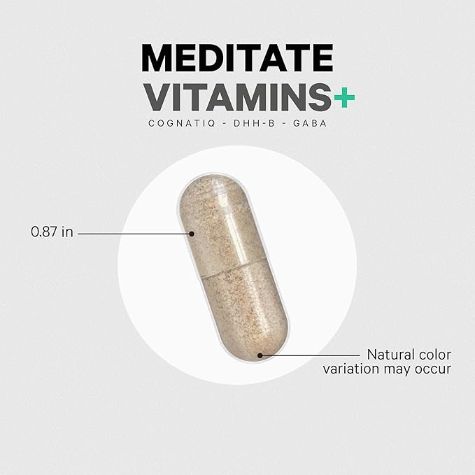 Codeage Meditate Vitamins+ Supplement - CognatiQ, DHH-B, GABA, Ashwagandha, Organic Mushrooms, Blueberries - BDNF Brain Pills and Neuroprotein - Vegan, Non-GMO, Gluten-Free - 60 Capsules