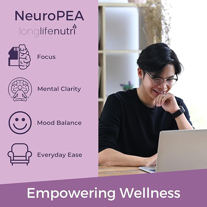 NeuroPEA (Palmitoylethanolamide + Luteolin 800mg/100mg) – Organic Supplement for Nerve Performance, 180 Vegetarian Capsules, 3-Month Supply, GMP Certified, USA Made