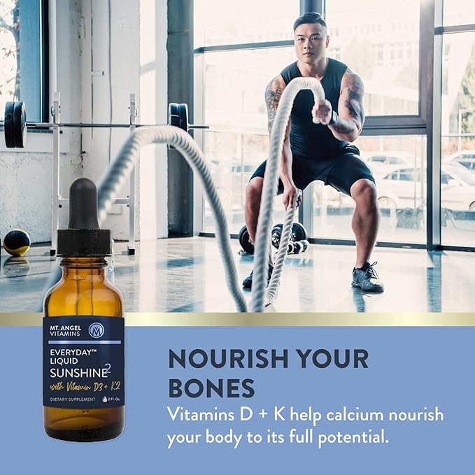 Mt. Angel Vitamins - Vegan Vitamin D3 & K2 Liquid Supplement - 5000 IU D3, Trans MK7 K2 - Gluten-Free, Non-GMO - Perfect for Adults & Kids - Your Daily Dose of Sunshine | K2 D3 Vitamin Supplement