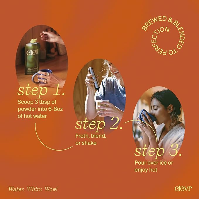 Clevr Blends Chai Tea Latte, Instant Superfood Powder Blend with Oat Milk, Lions Mane, Reishi Mushroom, Black Tea, Organic Spices, Coconut Cream, Ashwagandha, Oprah’s Favorite Things 2022, (30 Lattes)
