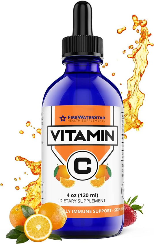 FWS Liquid Vitamin C Supplement for Adults and Kids, Organic, Non-GMO, Vegan, Easy VIT C Drops, Ascorbic Acid, 4 Month Supply, Supports Immune System and Skin Health, Essential Vitamin, 4 oz