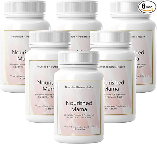 Nourished Mama Prenatal Multi Vitamin - Vegan Multivitamin for Preconception, Pregnancy, Postpartum and Breastfeeding Support - Iron-Free with Methylated Folate & High Dose Choline - 540 Capsules