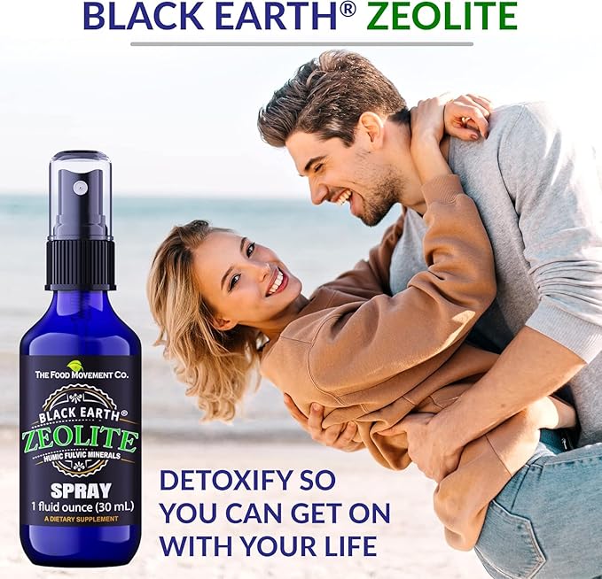 Black Earth Zeolite with Humic Fulvic Acids, Trace Minerals, for Adults and Kids Supports Gut Health, Immune Support, Digestion and Elimination and More 1oz Liquid Pump Spray Supplement (2 Pack)