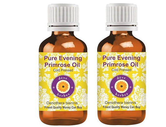 Deve Herbes Pure Evening Primrose Oil (Oenothera biennis) Cold Pressed (Pack of Two) 100ml X 2 (6.76 oz)